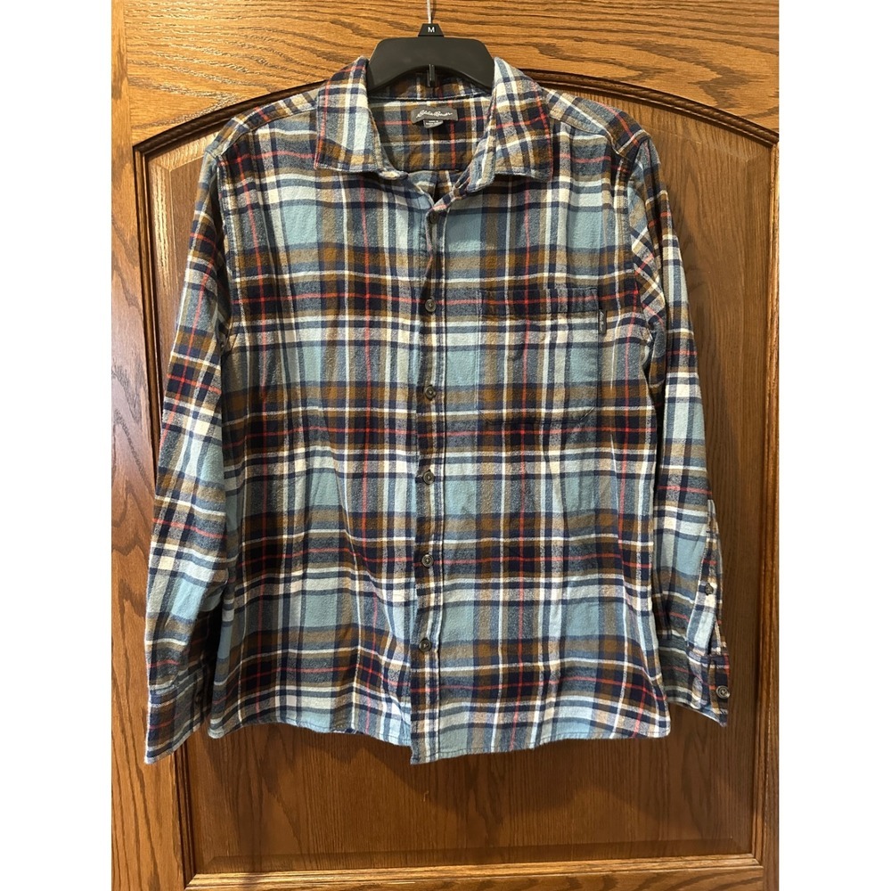 Eddie Bauer Mens XL Plaid Flannel Shirt Button Up Long‎ Sleeve Casual
